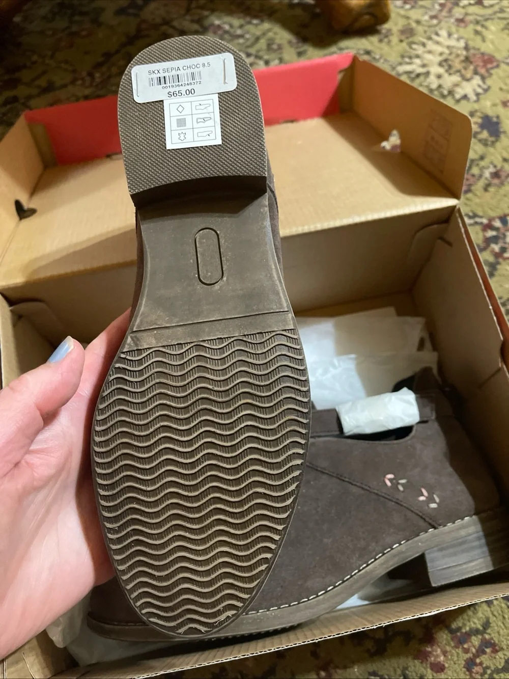 Women's Sepia Suede Low Heel Ankle Booties 8.5 New